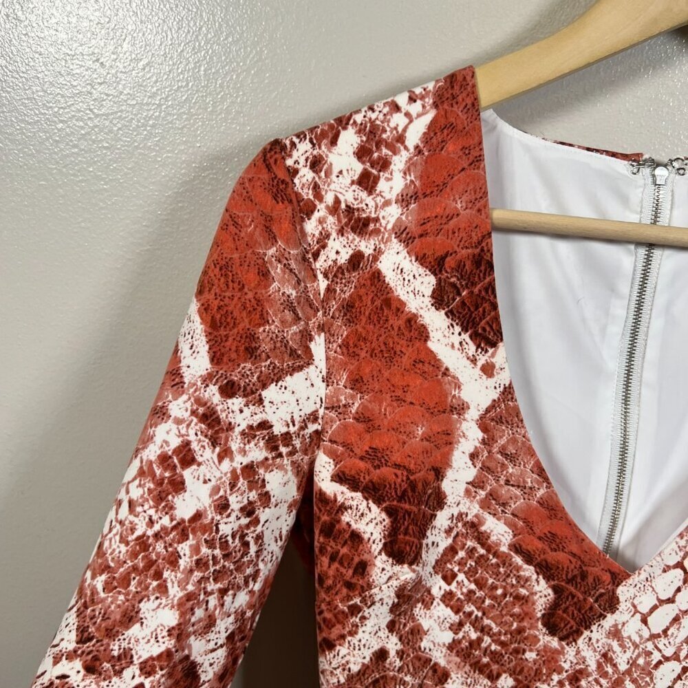 NBD X Naven Rachel Mini Dress Size XS Red Snake Party Event Date Night Plunge - Picture 5 of 11